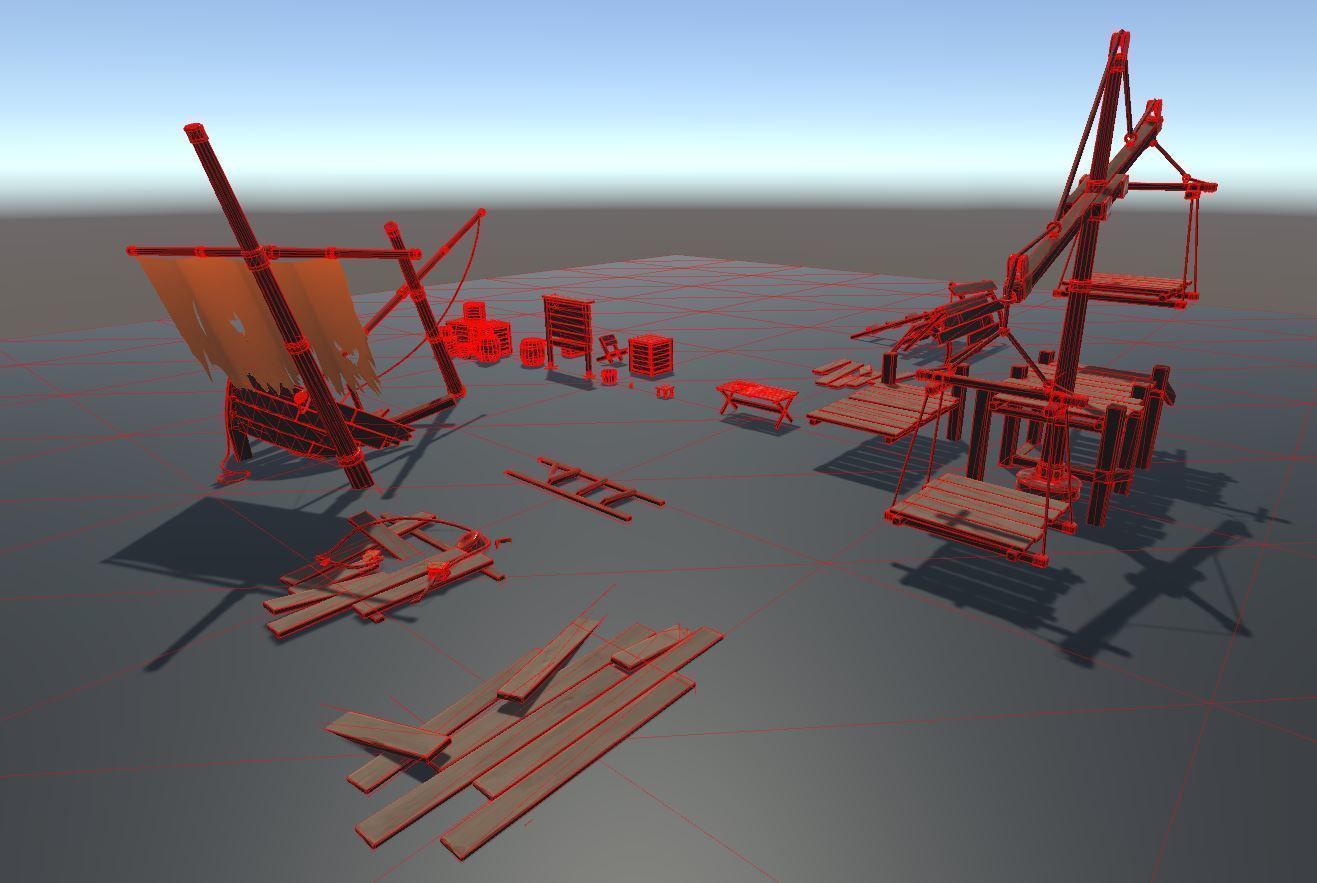 Stylized Shipwreck and Pier 3D game ready assets Low-poly 3D model_4
