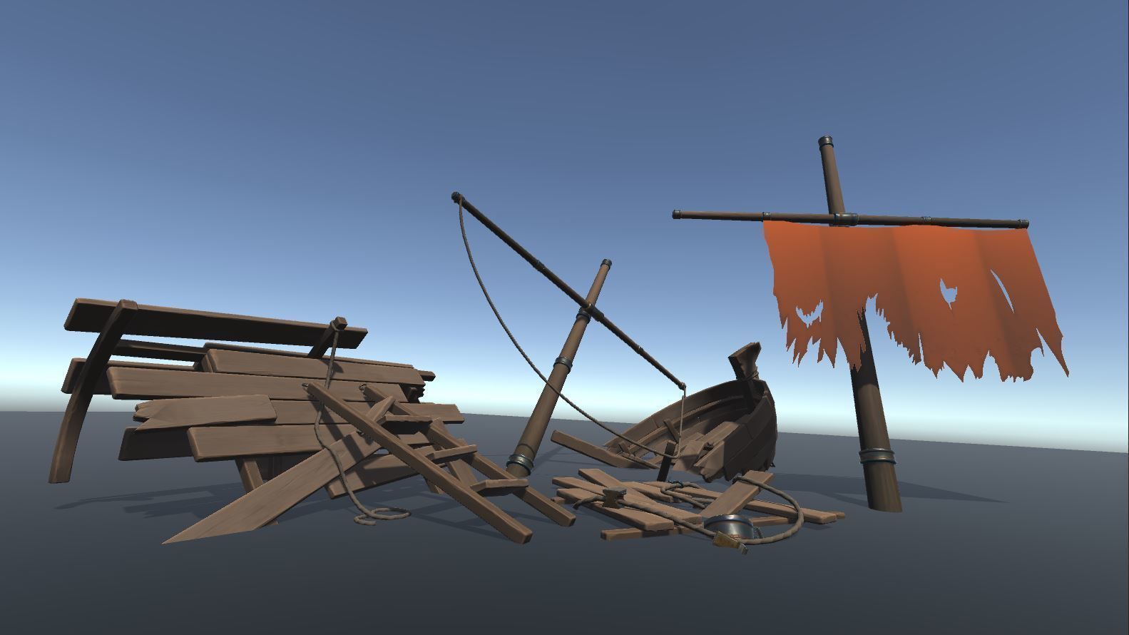 Stylized Shipwreck and Pier 3D game ready assets Low-poly 3D model_2