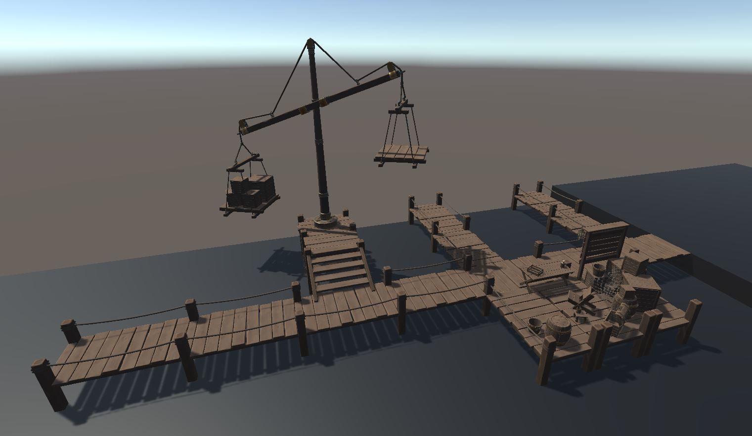 Stylized Shipwreck and Pier 3D game ready assets Low-poly 3D model_1