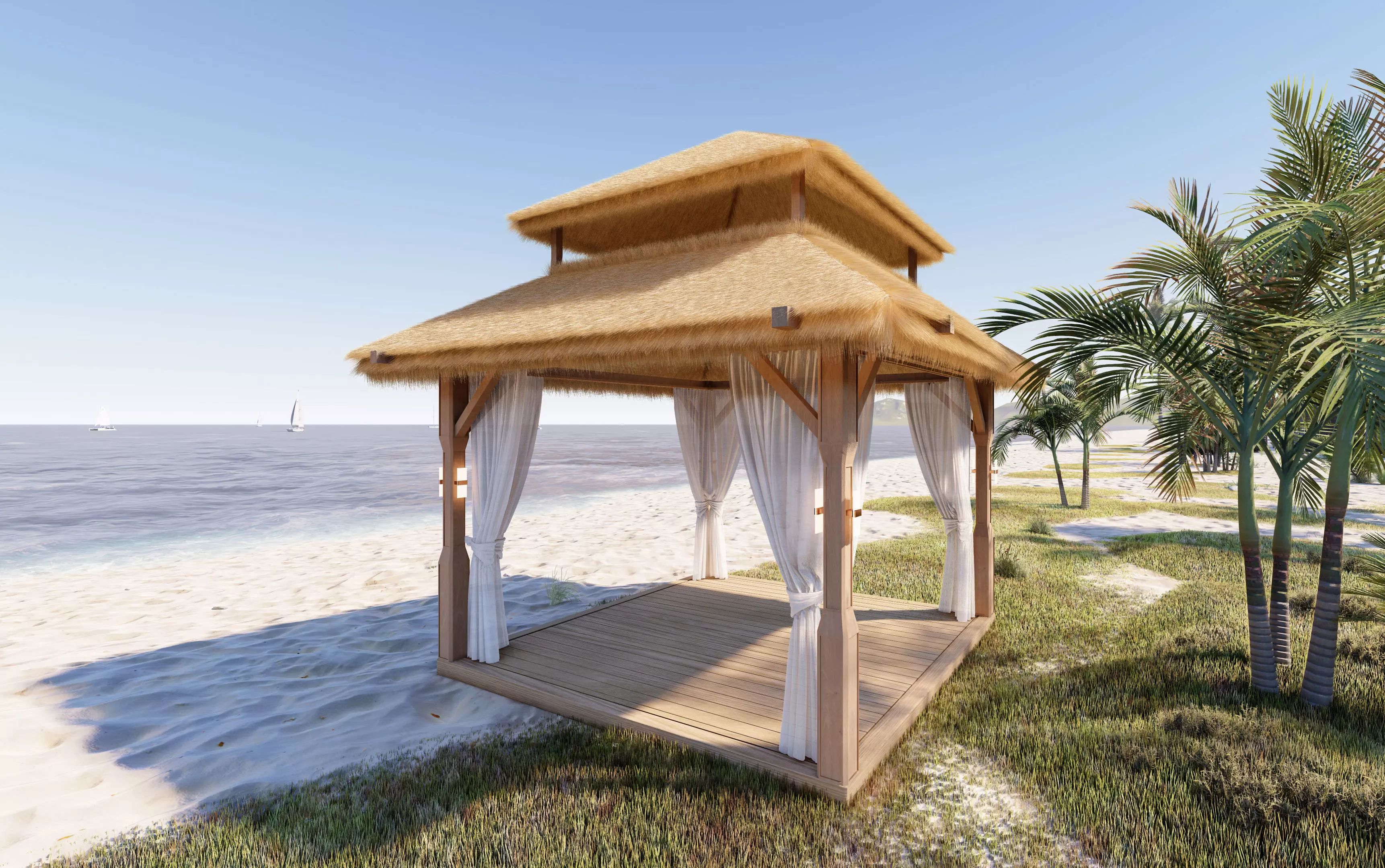Bali beach bungalow 3D model