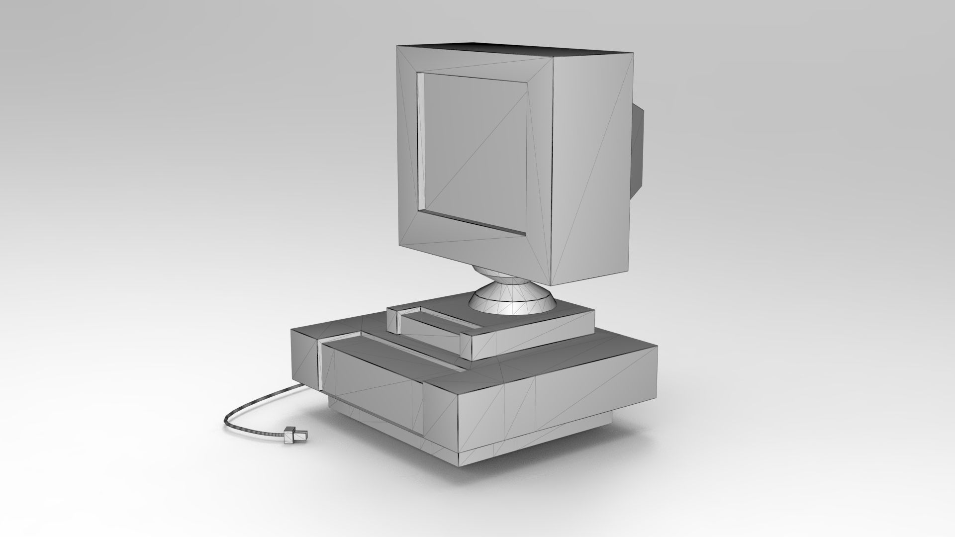 Lowpoly Computer monitor Low-poly 3D model_6