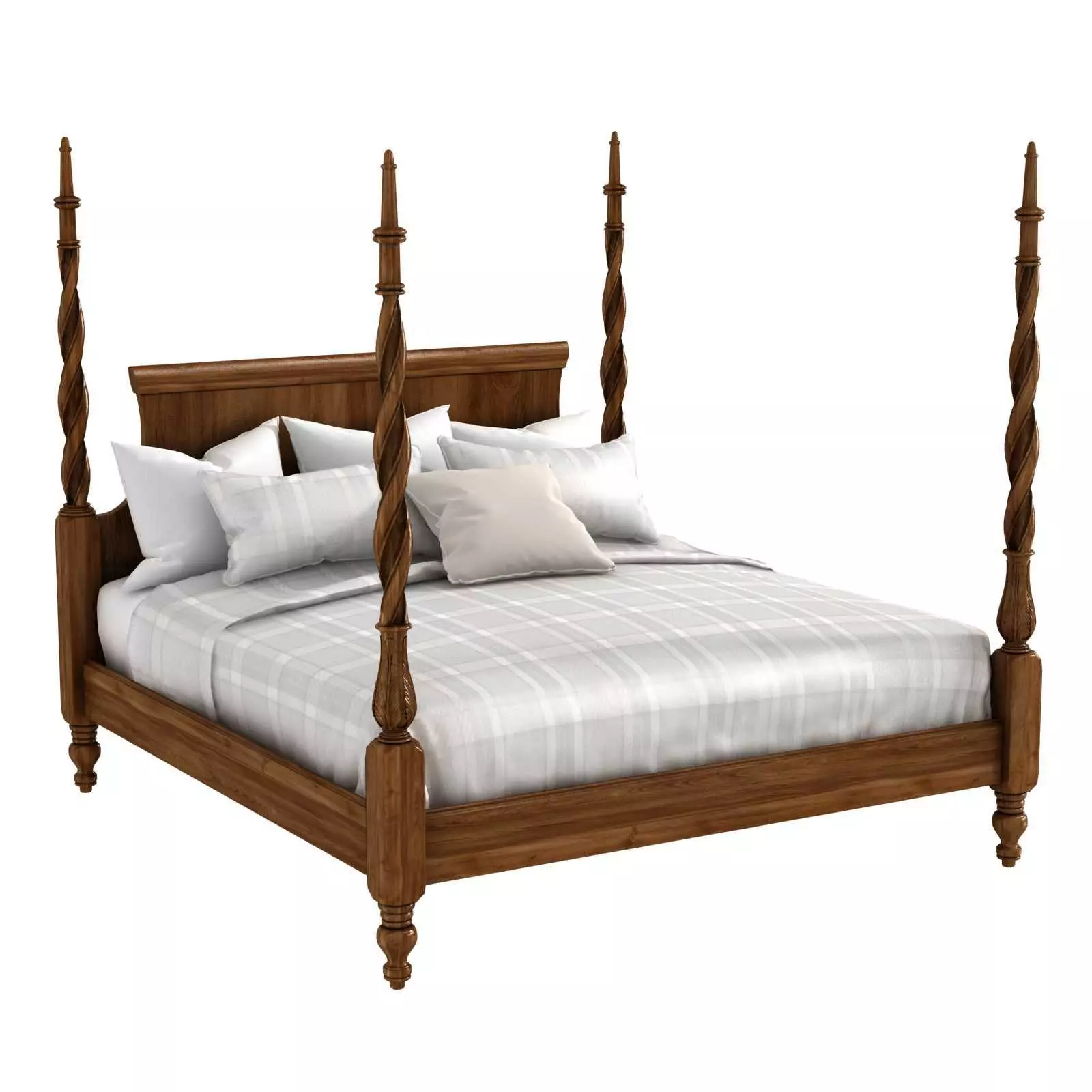 King Size Mahogany Plantation Poster Bed by Leighton Hall 3D model_0
