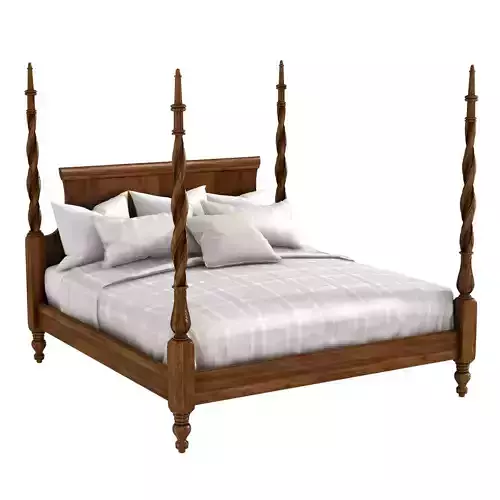 King Size Mahogany Plantation Poster Bed by Leighton Hall 3D model