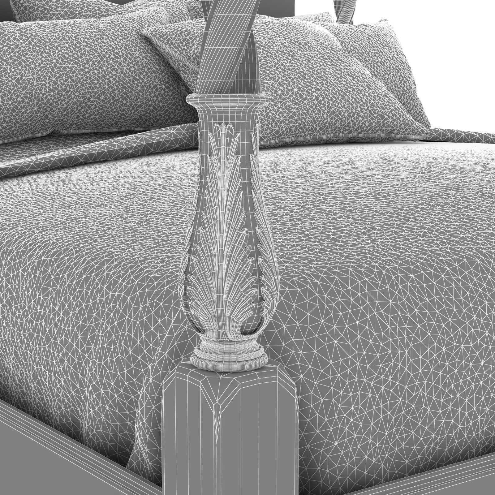 King Size Mahogany Plantation Poster Bed by Leighton Hall 3D model_8