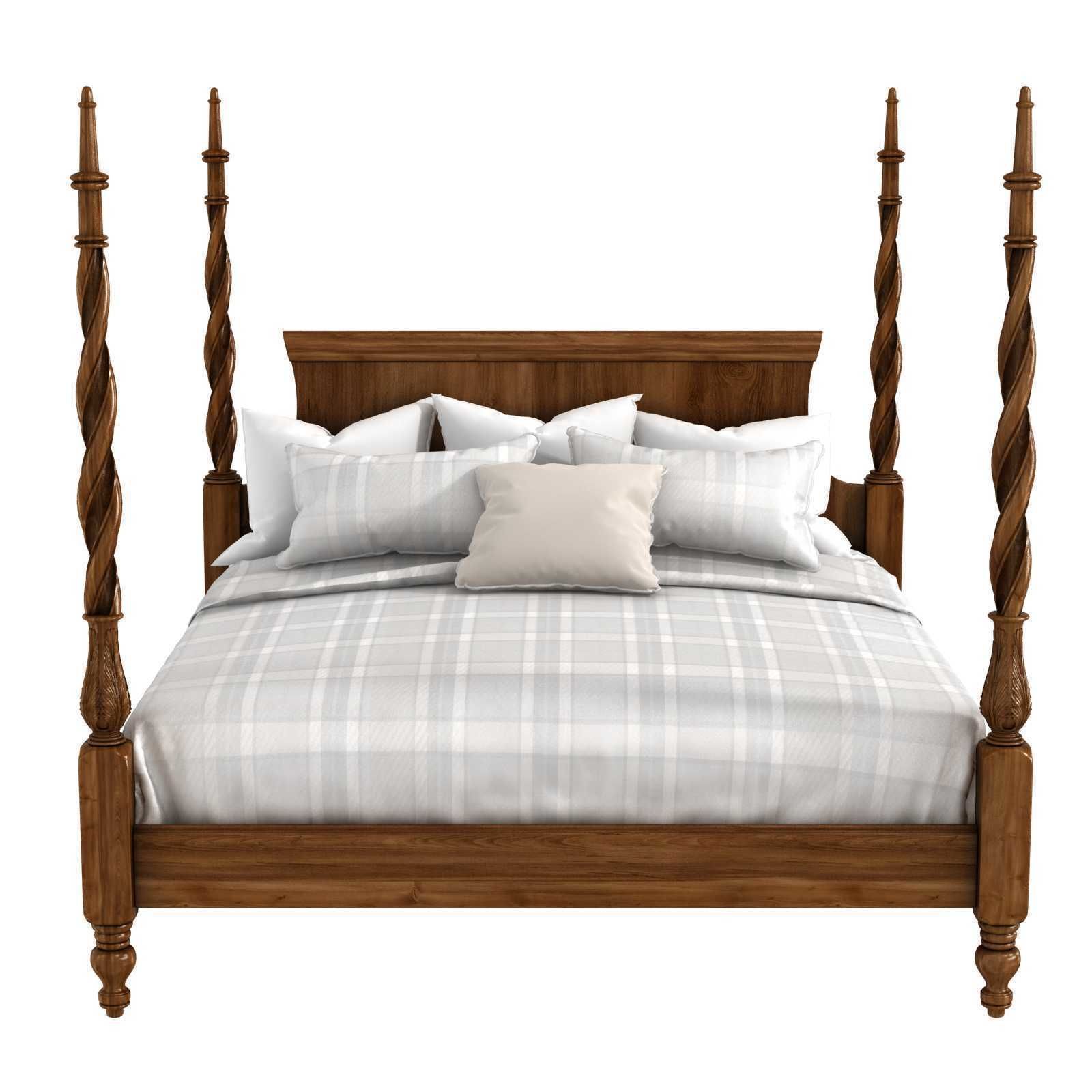 King Size Mahogany Plantation Poster Bed by Leighton Hall 3D model_1