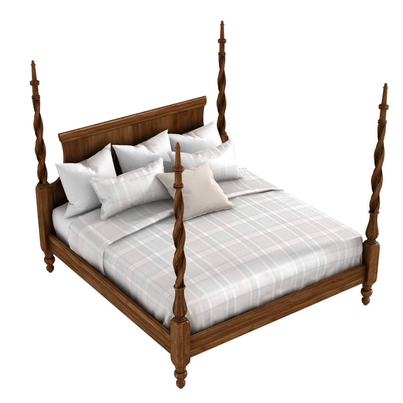 King Size Mahogany Plantation Poster Bed by Leighton Hall 3D model_3