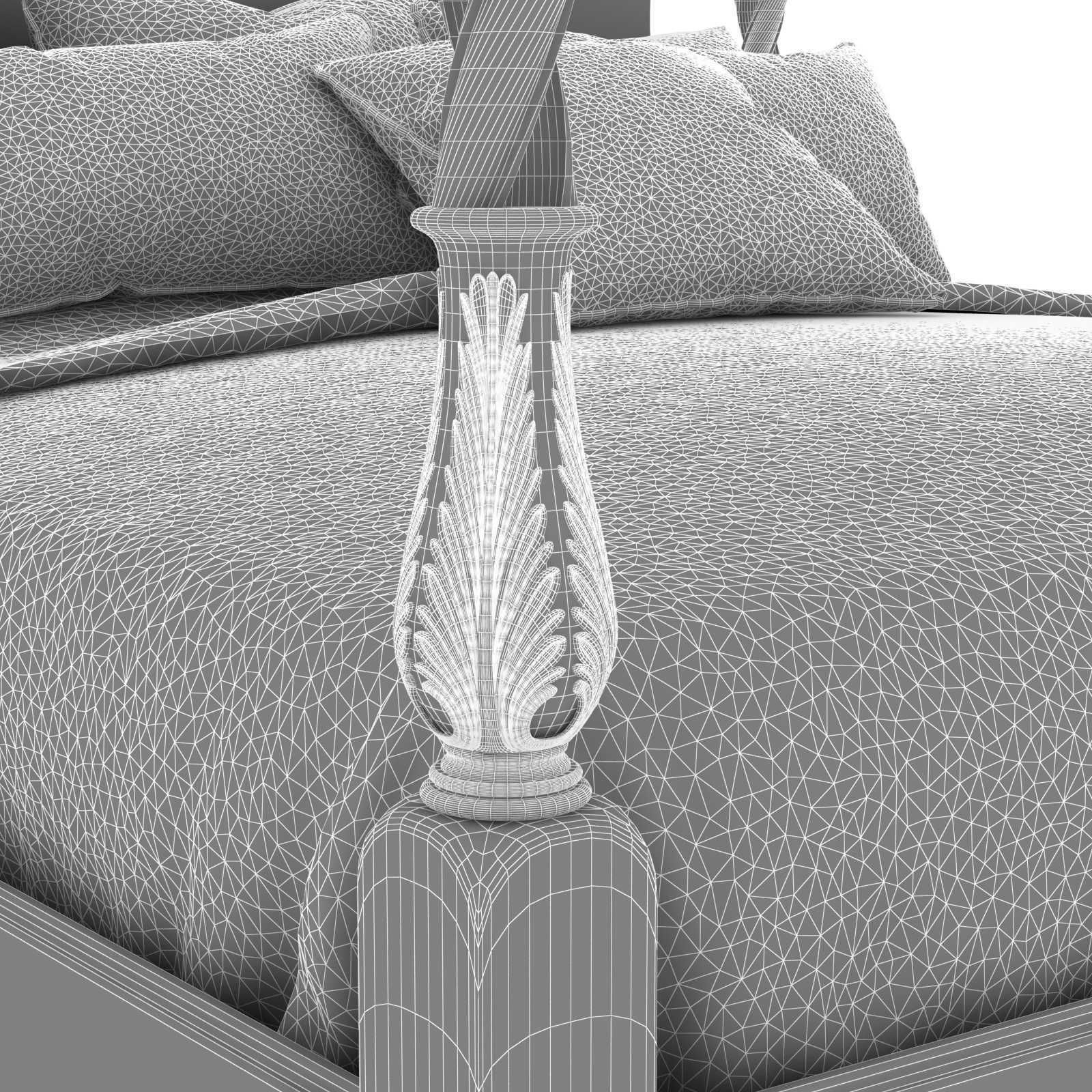 King Size Mahogany Plantation Poster Bed by Leighton Hall 3D model_9
