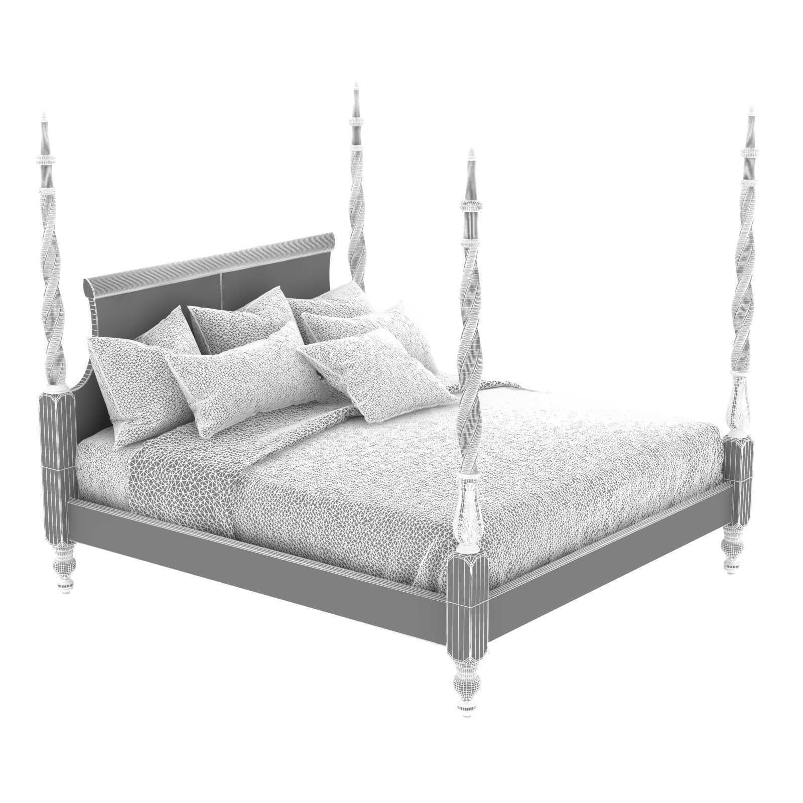 King Size Mahogany Plantation Poster Bed by Leighton Hall 3D model_6