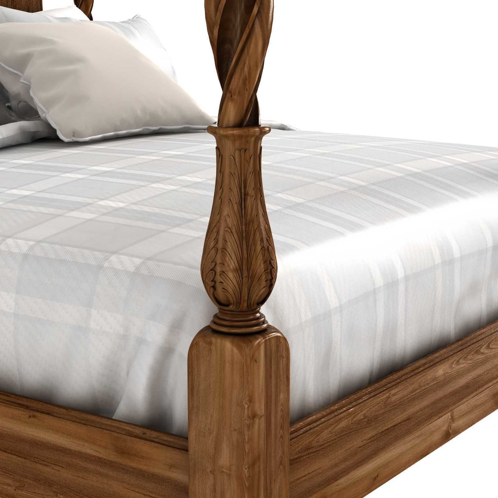 King Size Mahogany Plantation Poster Bed by Leighton Hall 3D model_4
