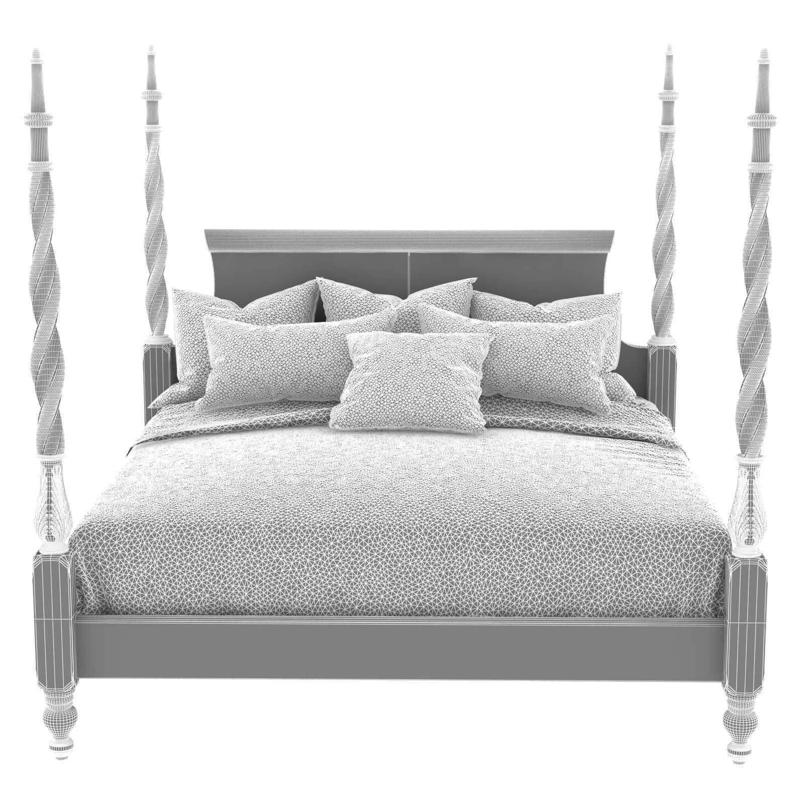 King Size Mahogany Plantation Poster Bed by Leighton Hall 3D model_7