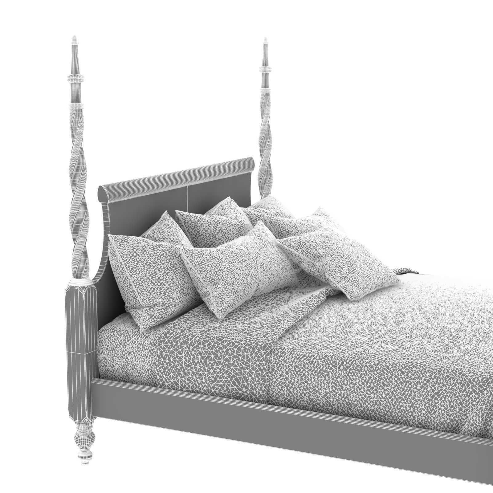 King Size Mahogany Plantation Poster Bed by Leighton Hall 3D model_10