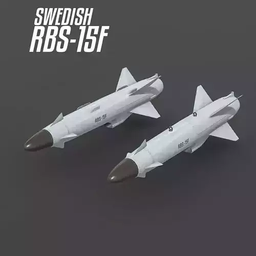 Swedish RBS-15F Anti-Ship Missile Low-poly 3D model