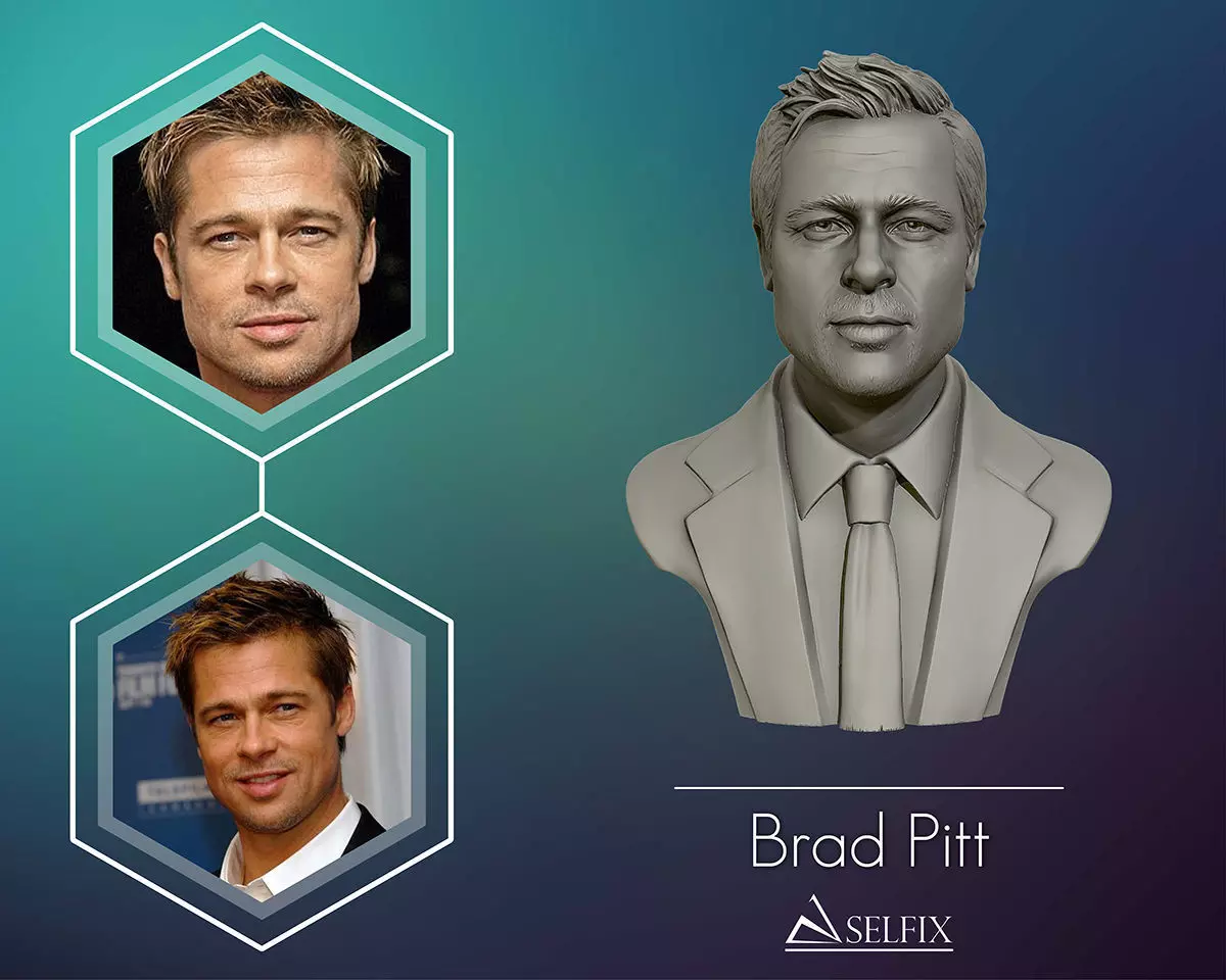 Brad Pitt portrait sculpture 3D print model