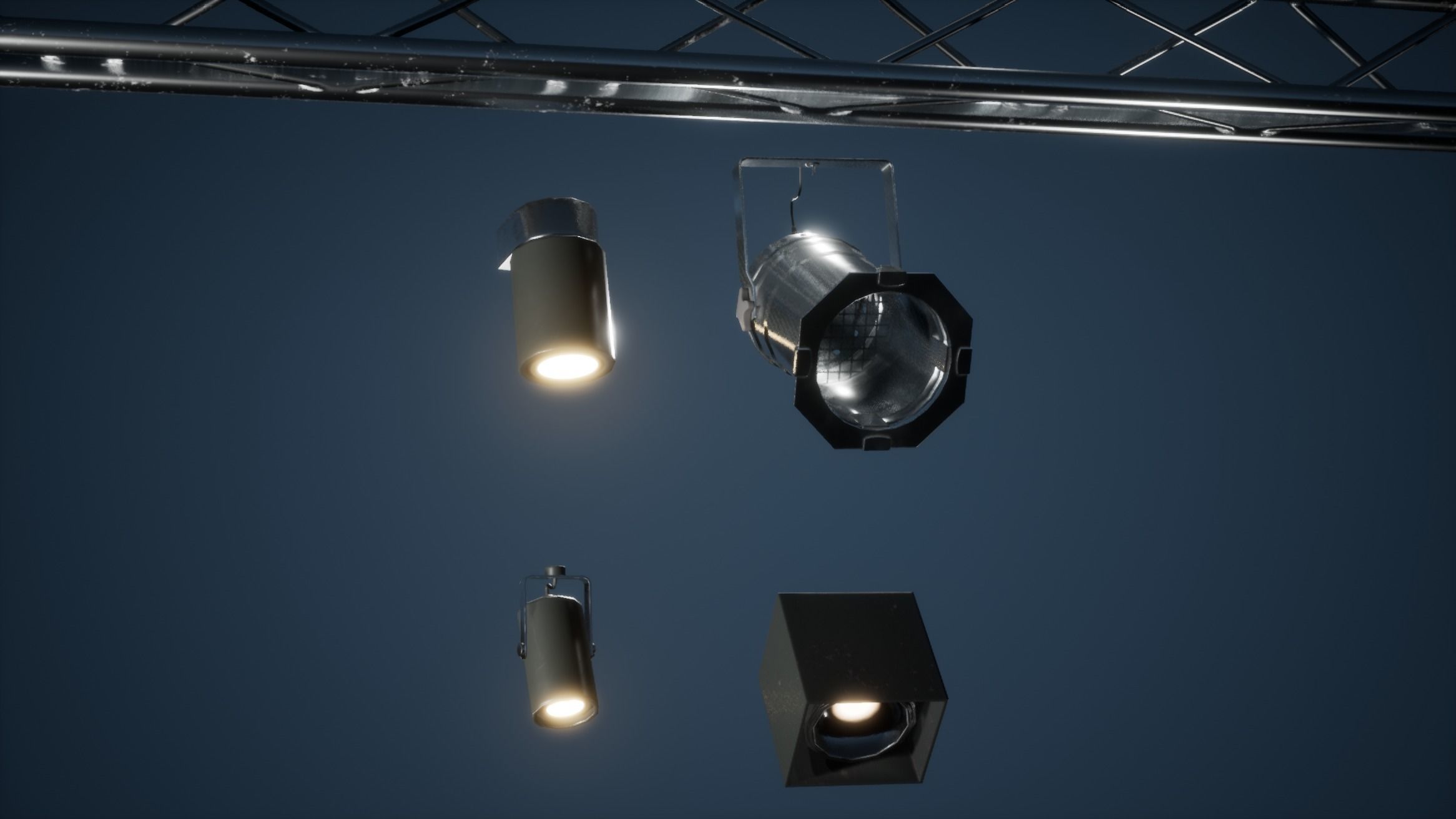 Lighting Game Ready three pendant lights Low-poly 3D model_3