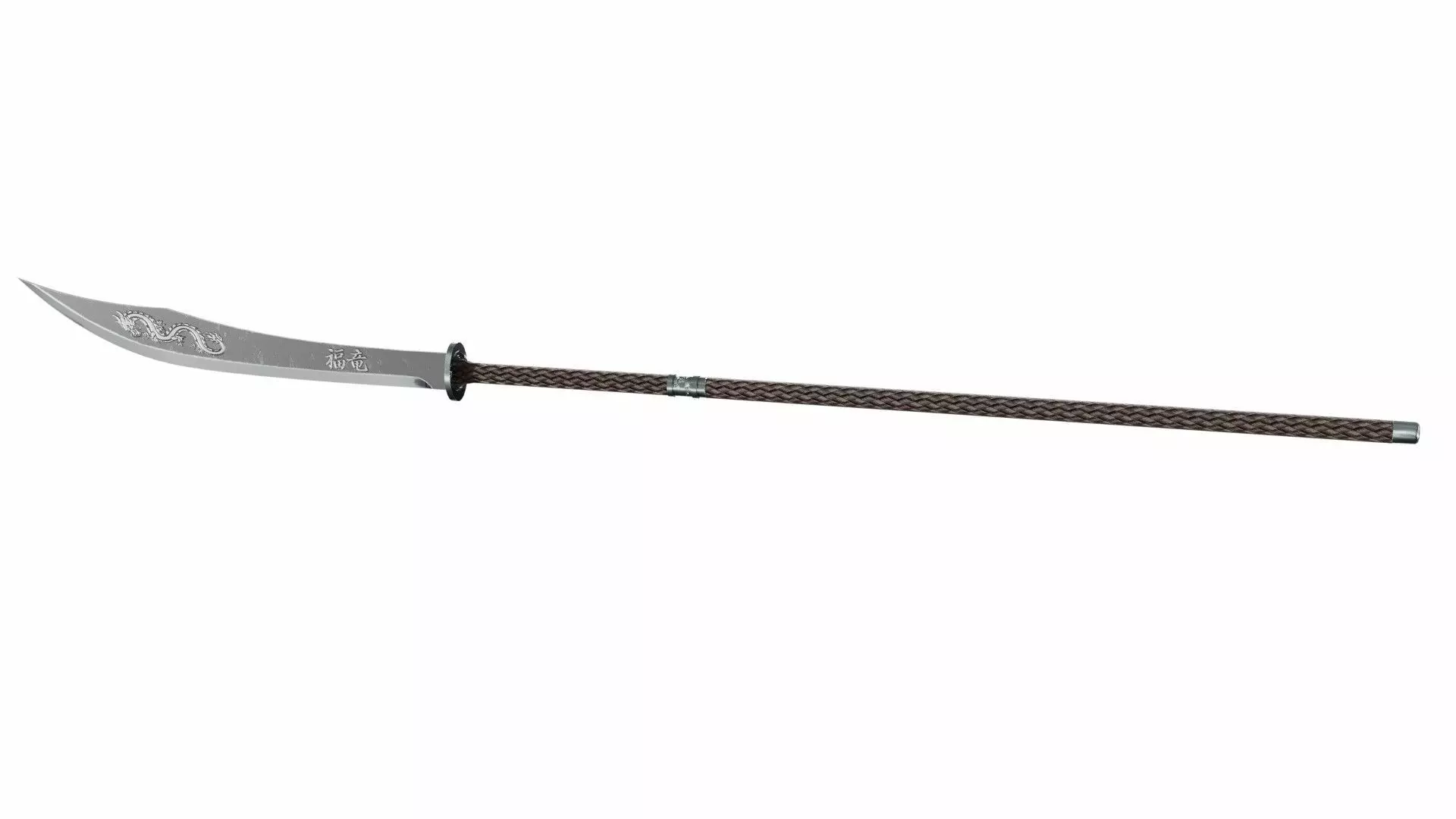 Naginata japanese samurai sword Low-poly 3D model_0