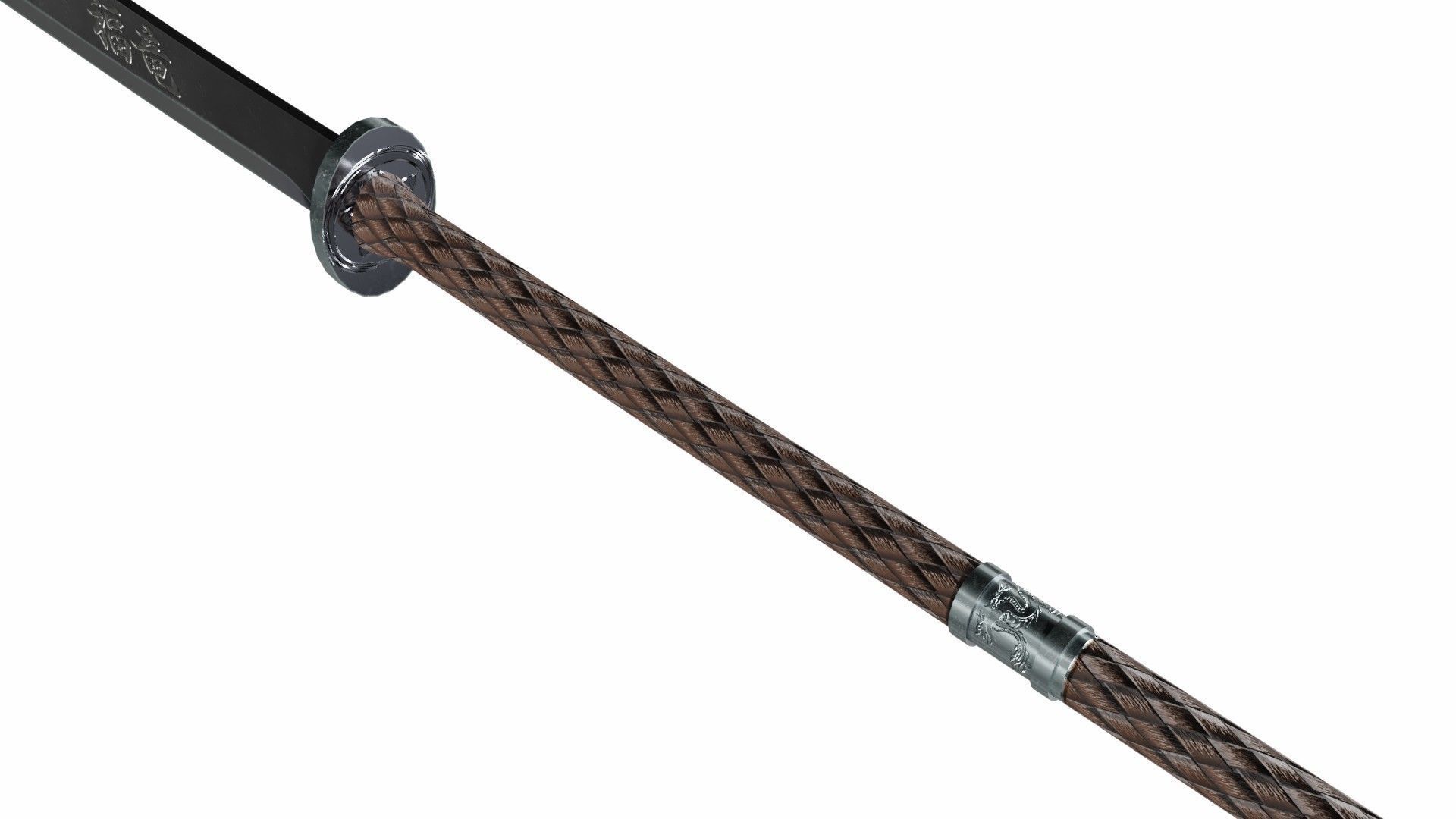 Naginata japanese samurai sword Low-poly 3D model_5