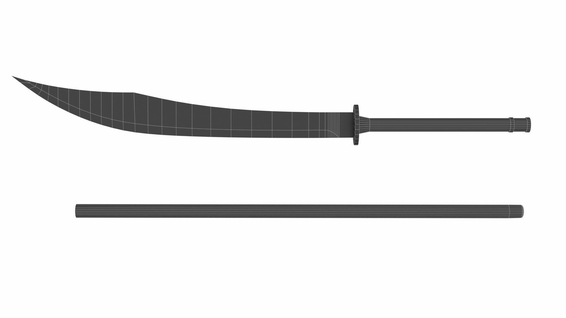 Naginata japanese samurai sword Low-poly 3D model_9