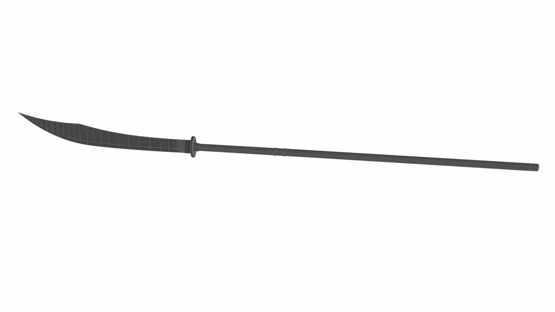 Naginata japanese samurai sword Low-poly 3D model_7