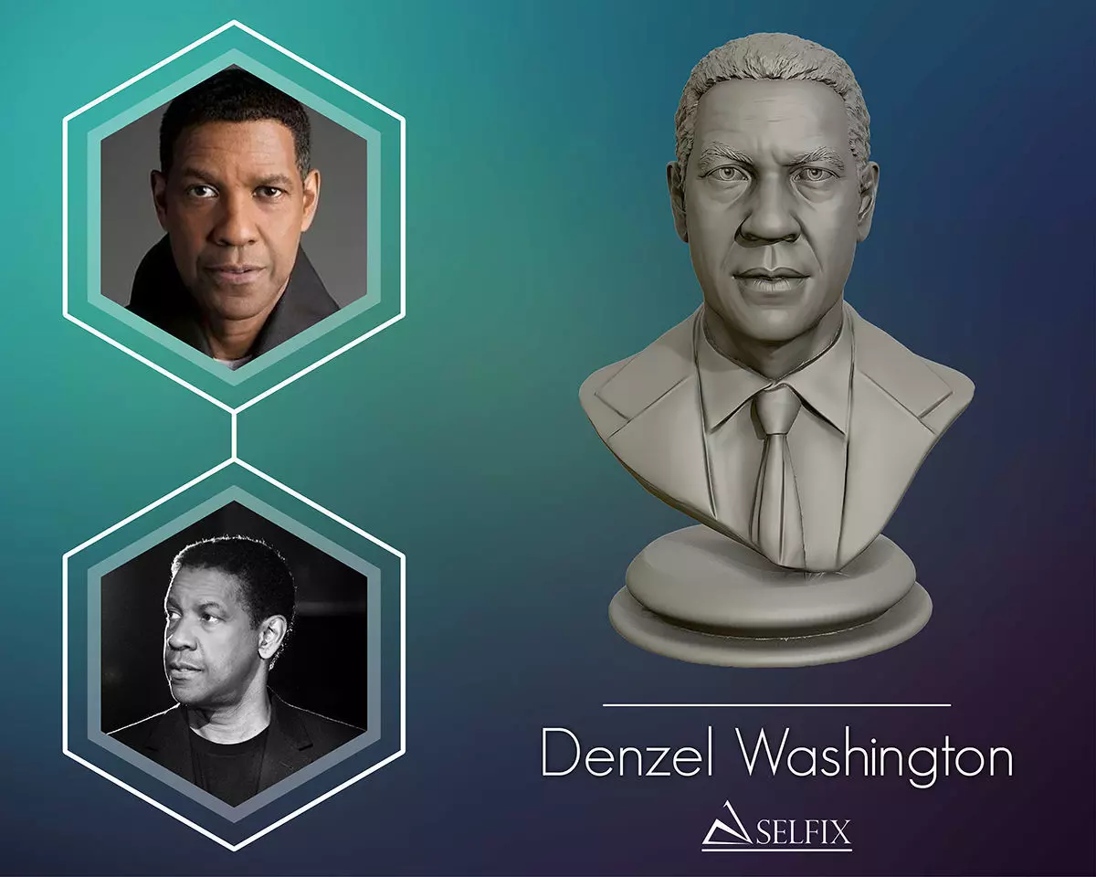 Denzel Washington bust sculpture 3D print model