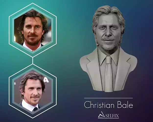 Christian Bale portrait sculpture 3D print model