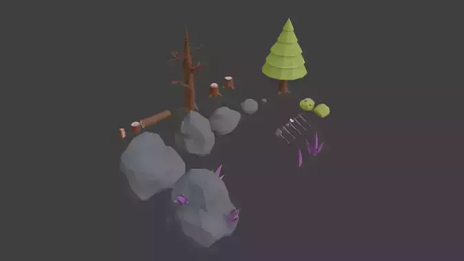 Low-poly survival pine tree