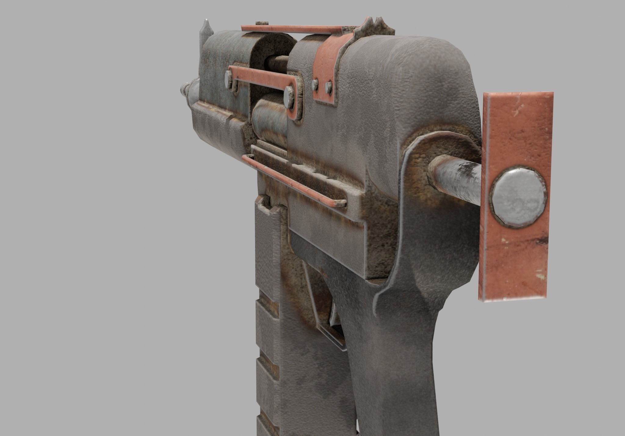 Gun - Weapon - Apocalyptic - SMG - Rifle - Rust - Old Low-poly 3D model_6