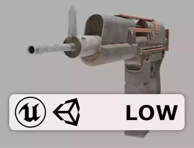 Gun - Weapon - Apocalyptic - SMG - Rifle - Rust - Old Low-poly 3D model