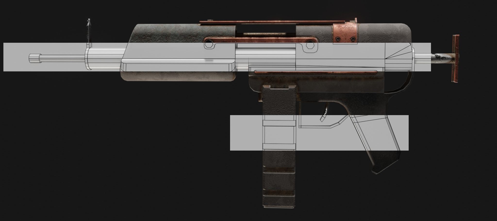 Gun - Weapon - Apocalyptic - SMG - Rifle - Rust - Old Low-poly 3D model_4