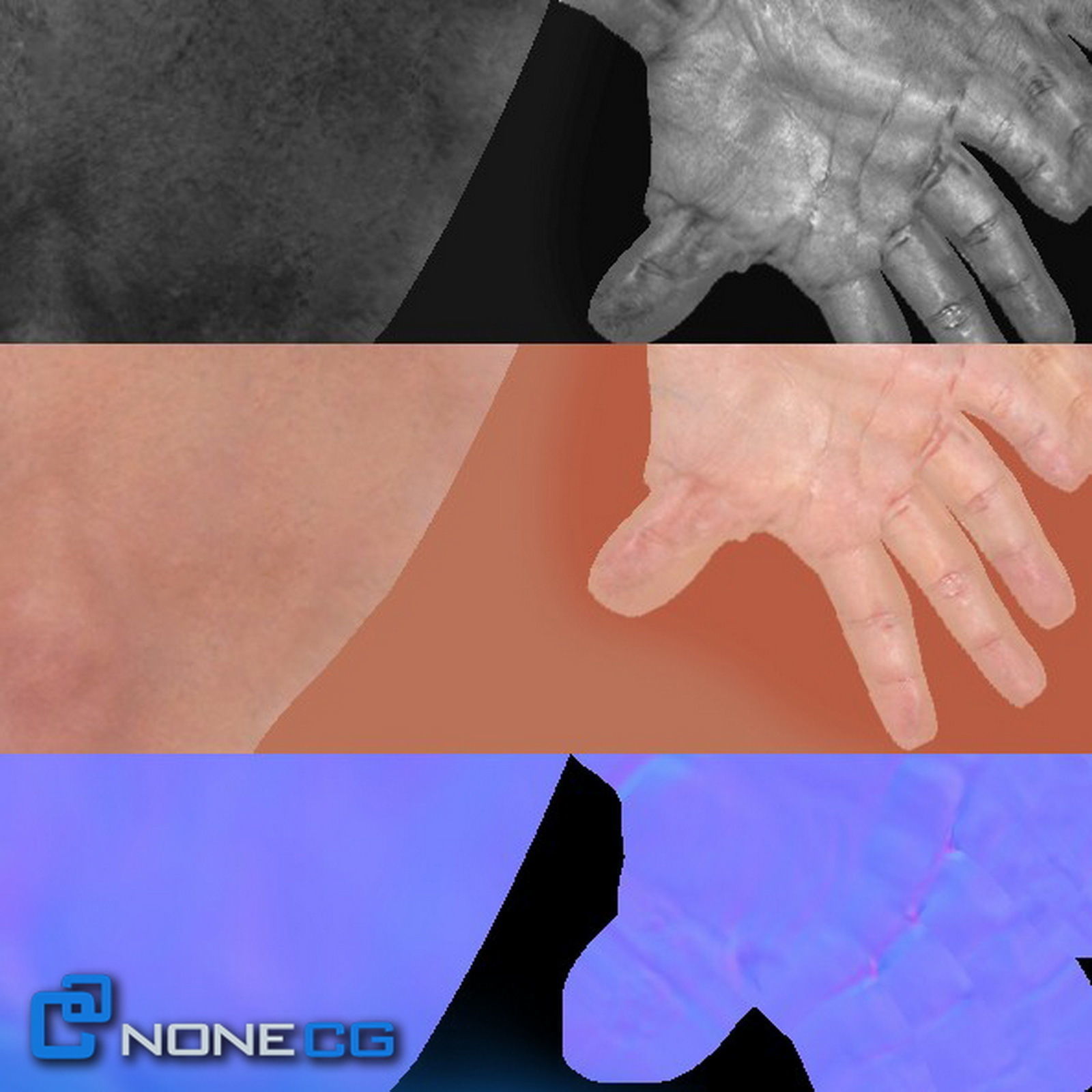 Adult Male Arms and Hands Rigged 3D model_12