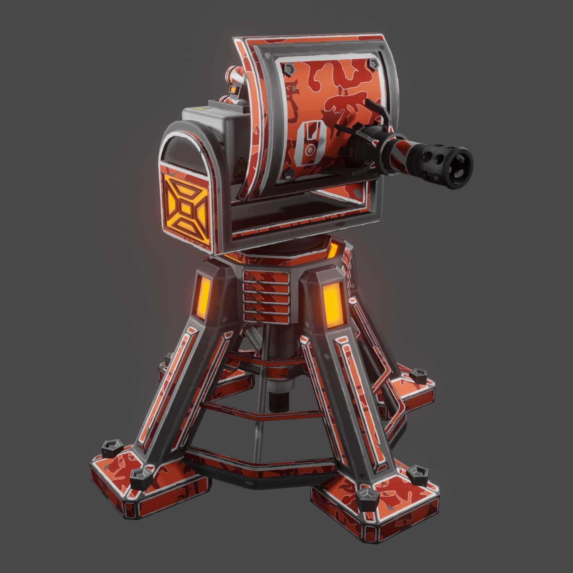 Missile Turret Low-poly 3D model_4