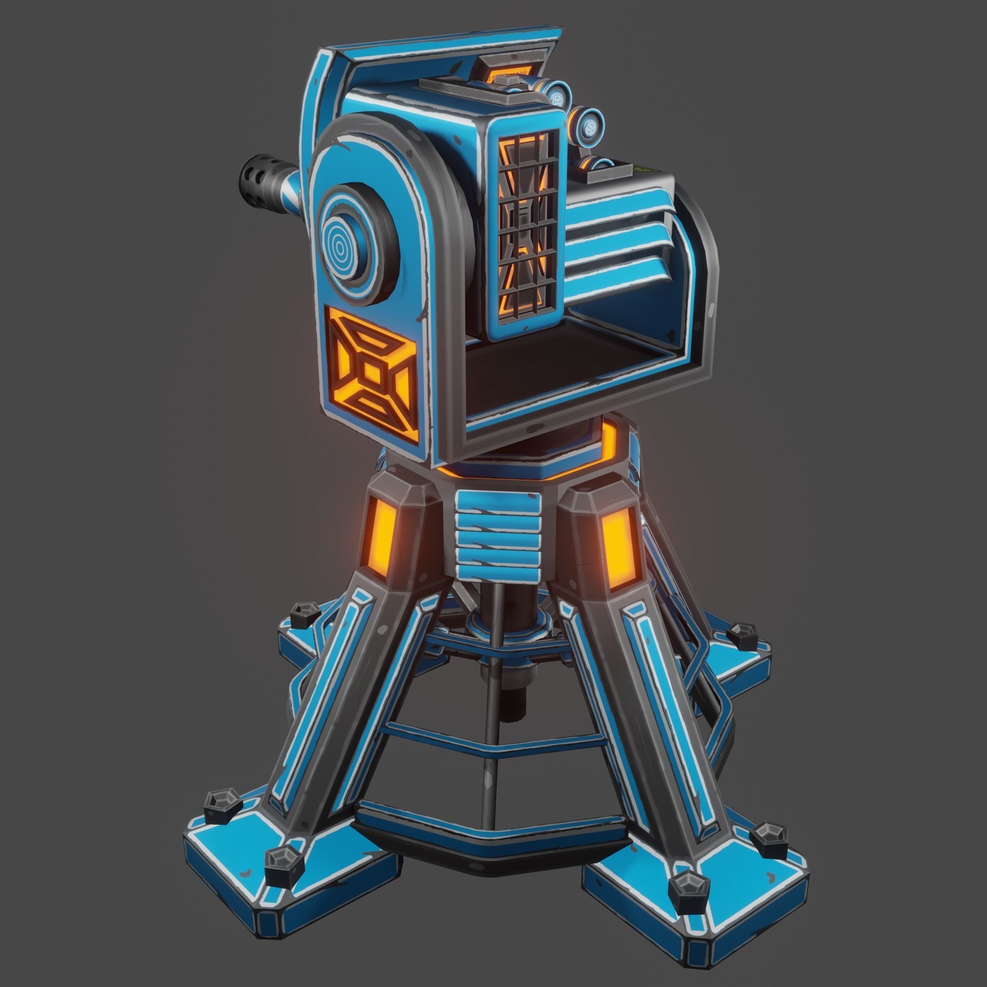 Missile Turret Low-poly 3D model_11