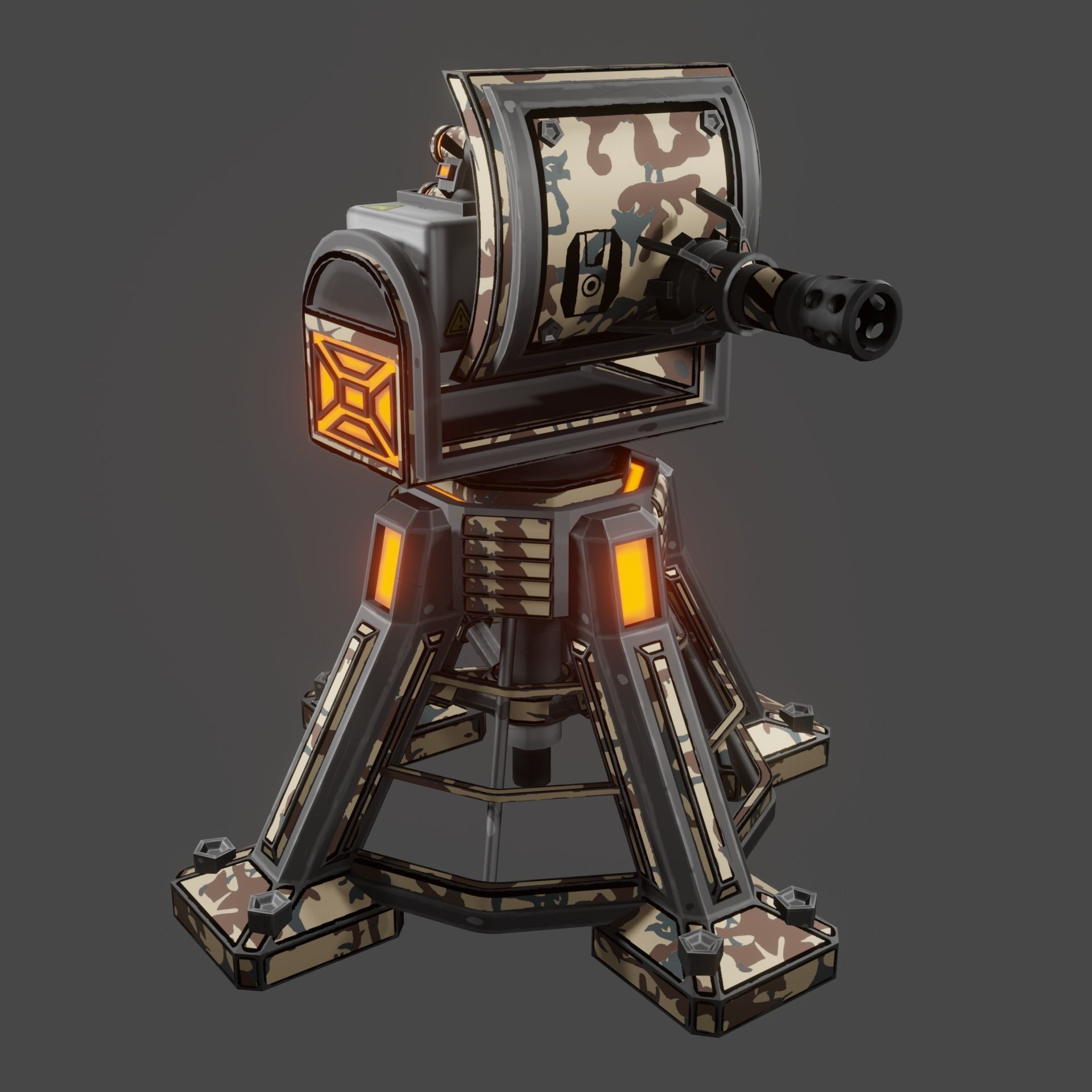 Missile Turret Low-poly 3D model_1