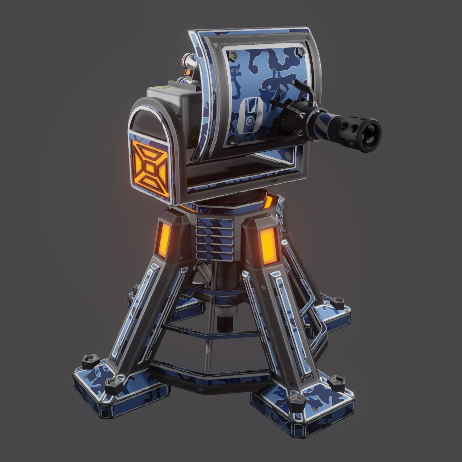 Missile Turret Low-poly 3D model_0