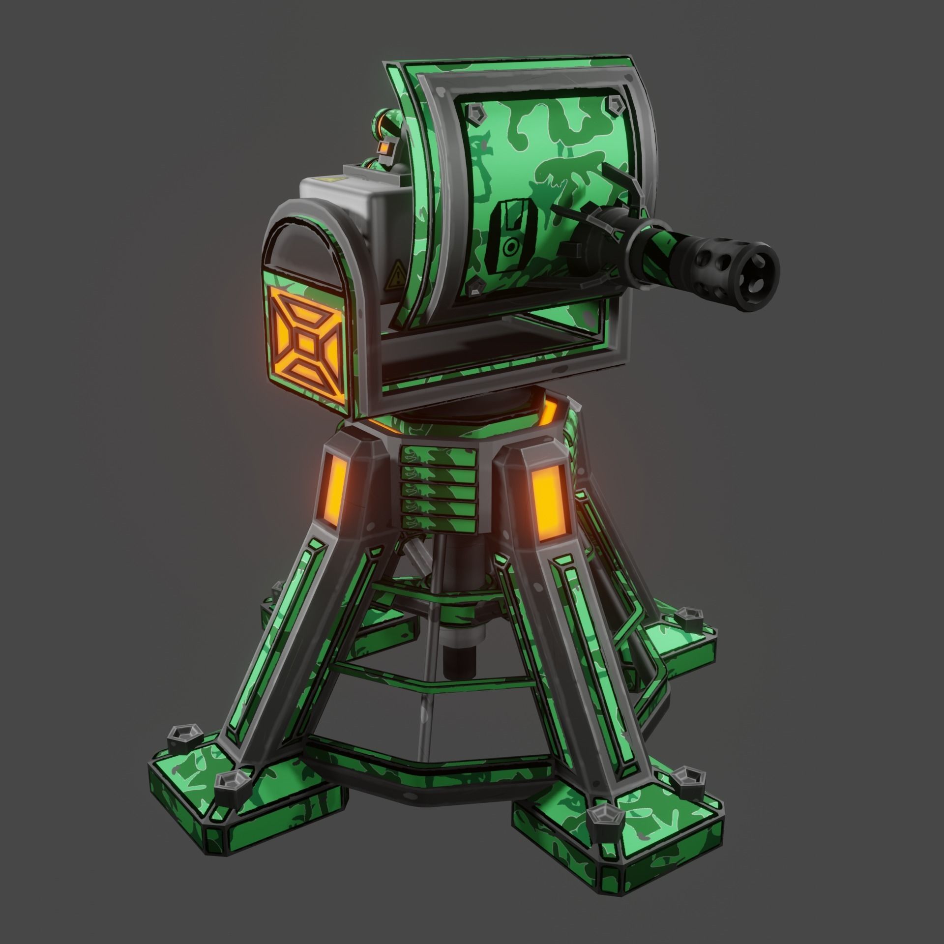 Missile Turret Low-poly 3D model_3