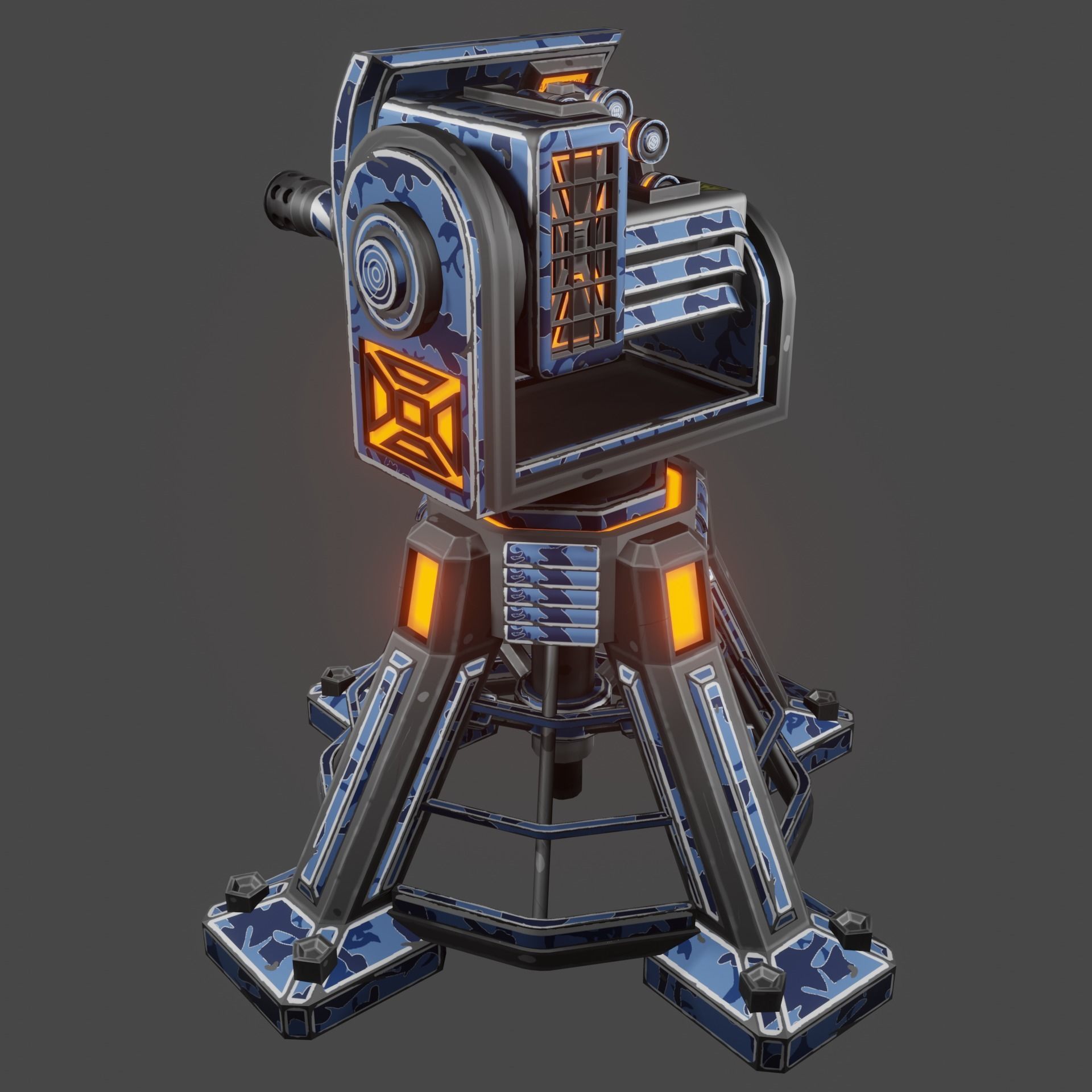 Missile Turret Low-poly 3D model_9