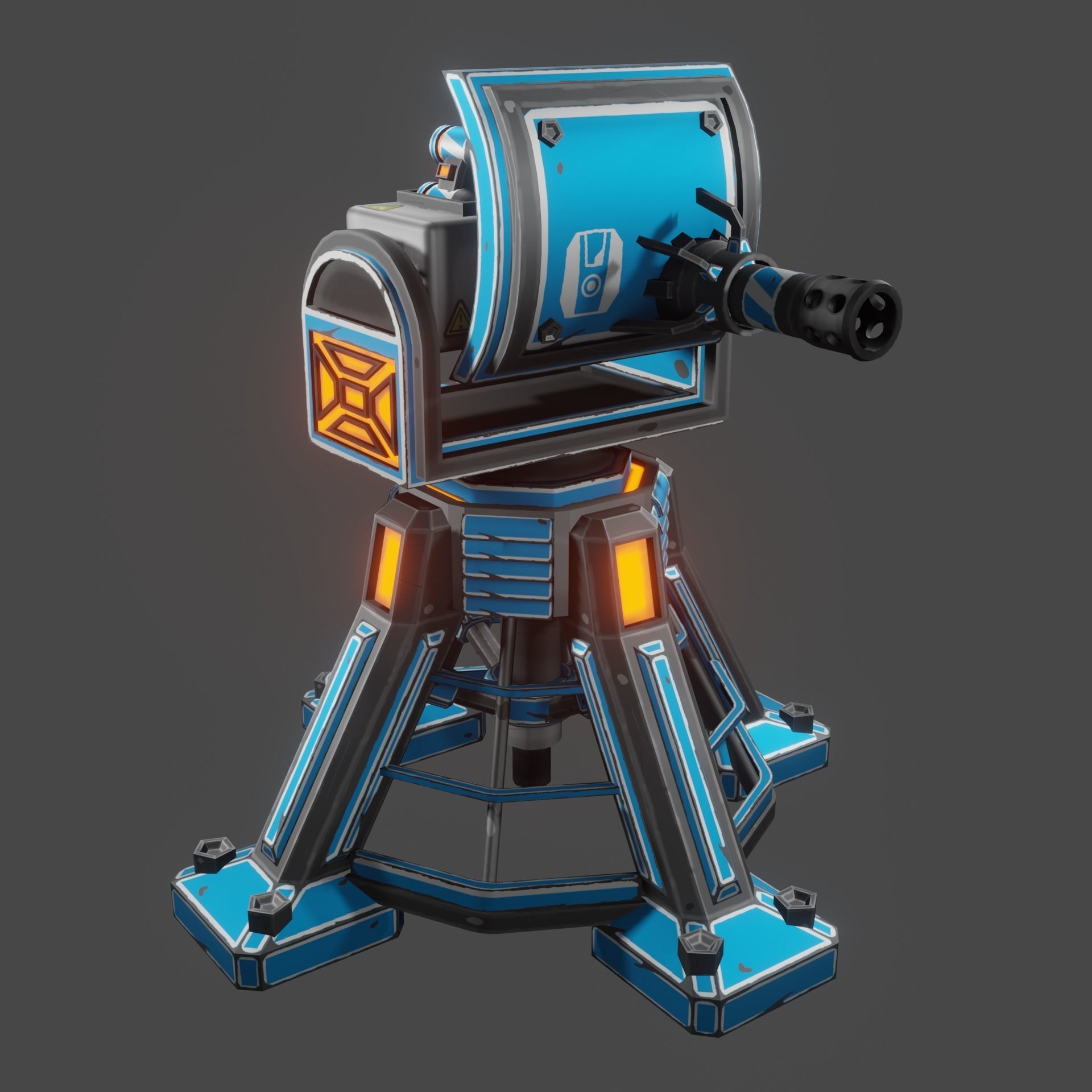 Missile Turret Low-poly 3D model_5