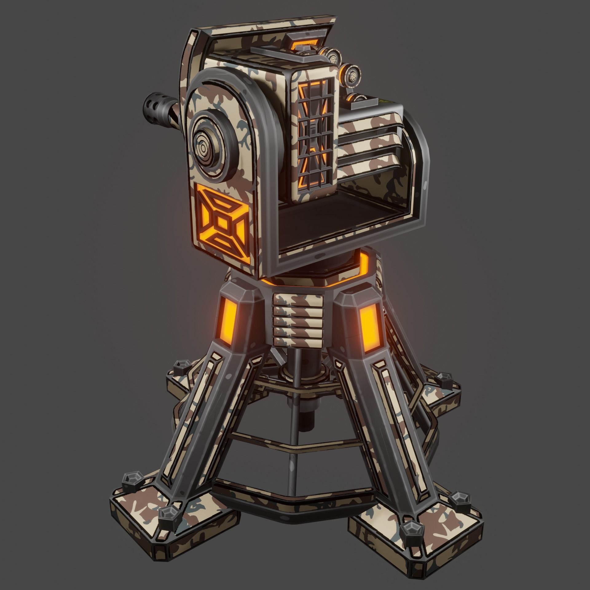 Missile Turret Low-poly 3D model_8