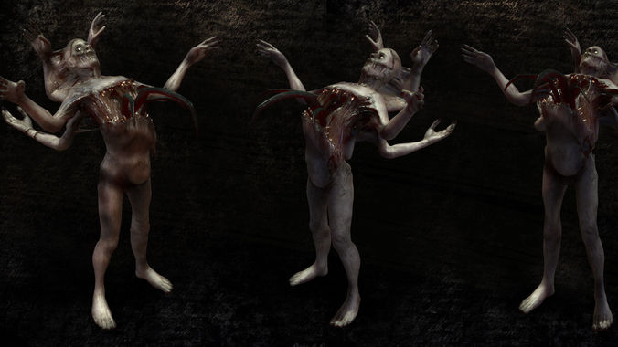 Creepy monster mutated man The thing Low-poly 3D model