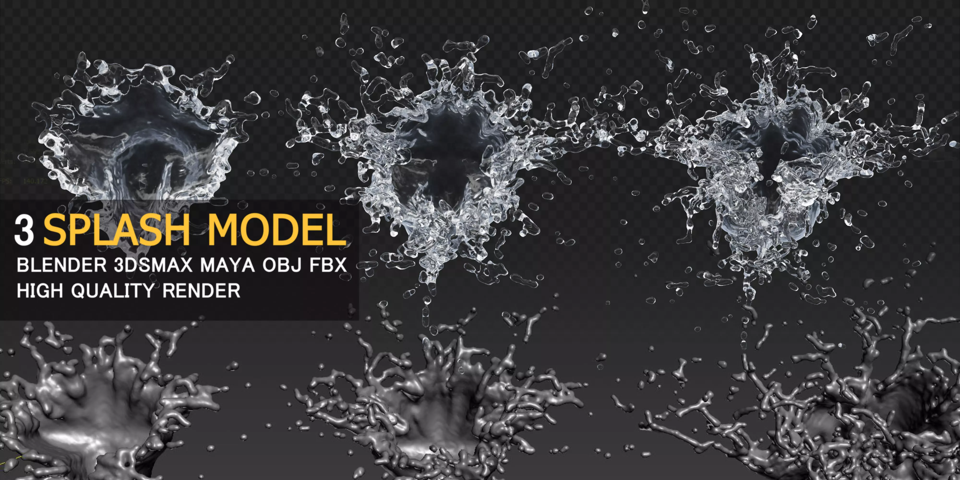 Water Splash 3D Model 3D model