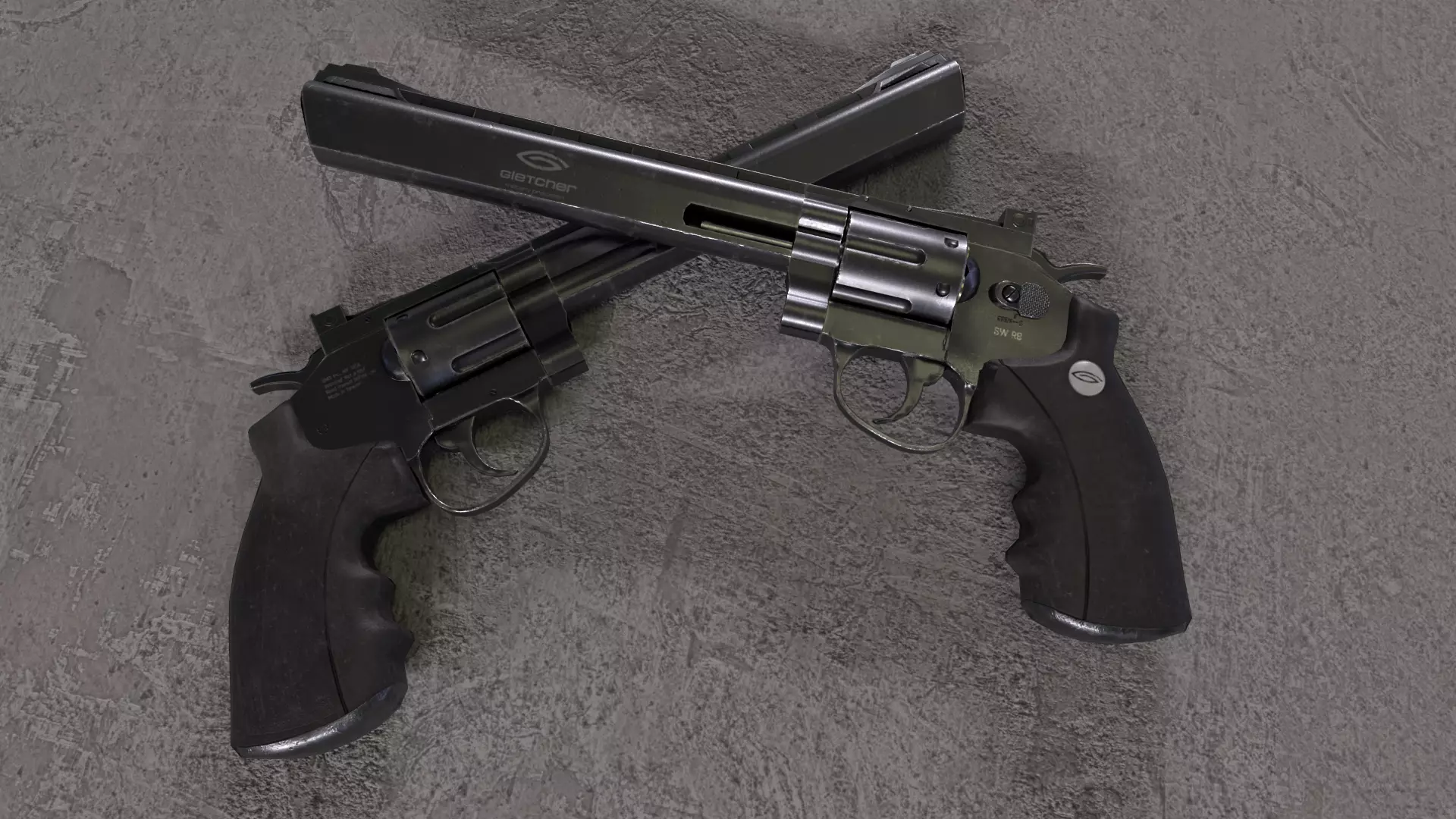 pistol Gletcher SW B6 Low-poly 3D model