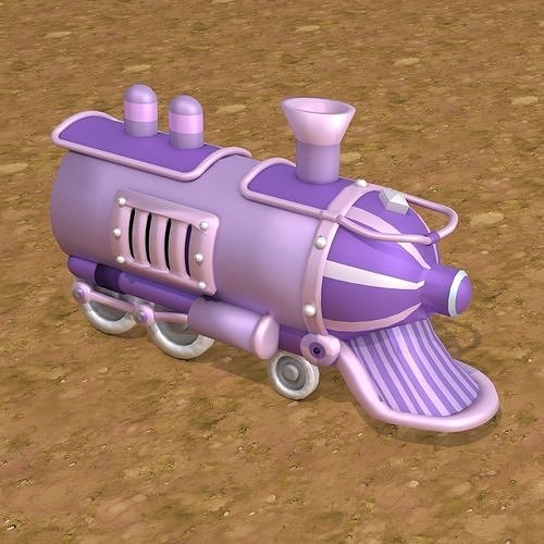 Toon -Trains pack and 4 carriers Low-poly 3D model