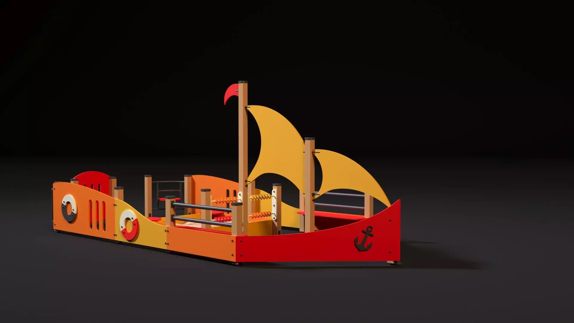 playground boat sandbox 3D model