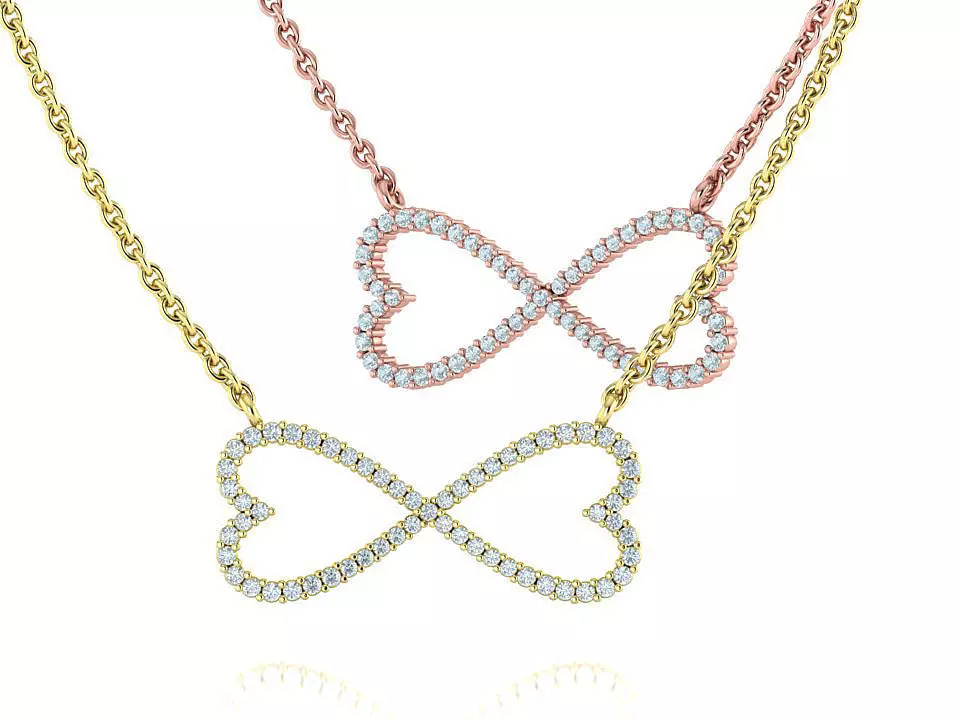Diamond Infinity Hearts Necklace 28mm printable 3dmodel 3D print model