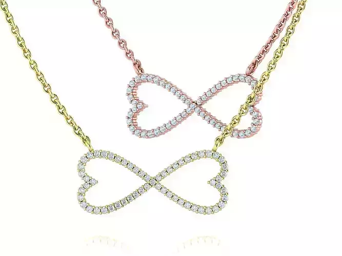 Diamond Infinity Hearts Necklace 28mm printable 3dmodel 