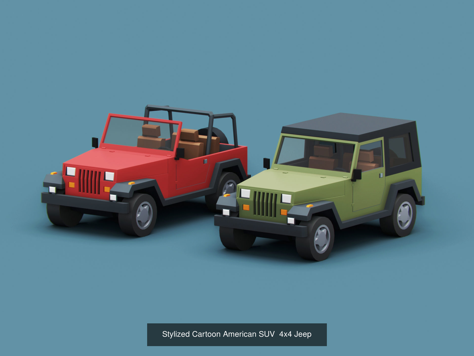 Stylized American Cars  Pack 3D Model Collection_2
