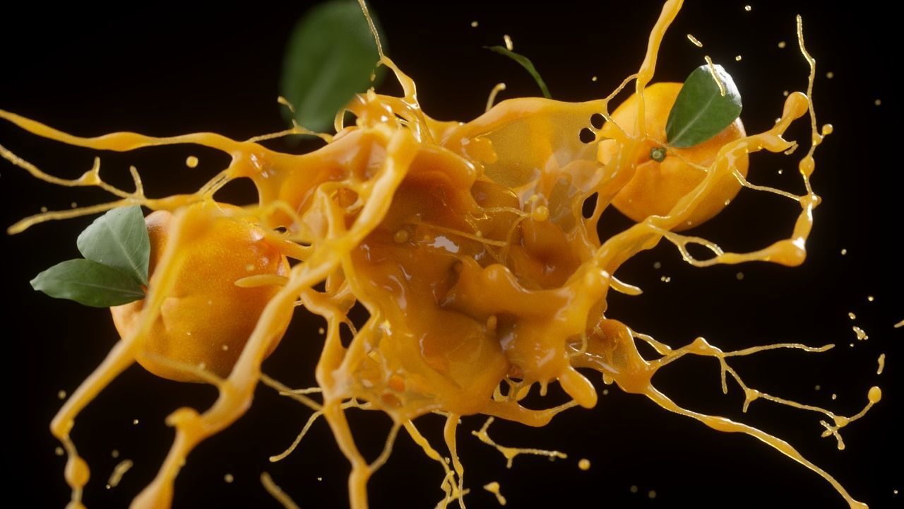 Orange Splash Animated 3D model_4