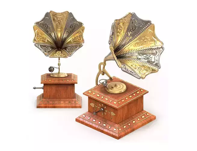 Antique Gramophone Table Decorative Showpiece 3D model