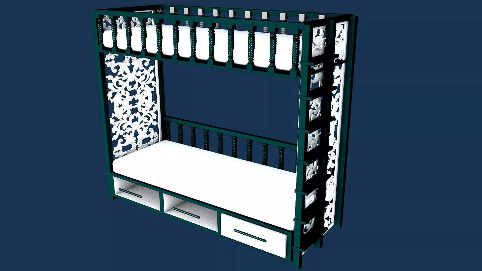 BUNKBED bunk bed with drawers 3D model