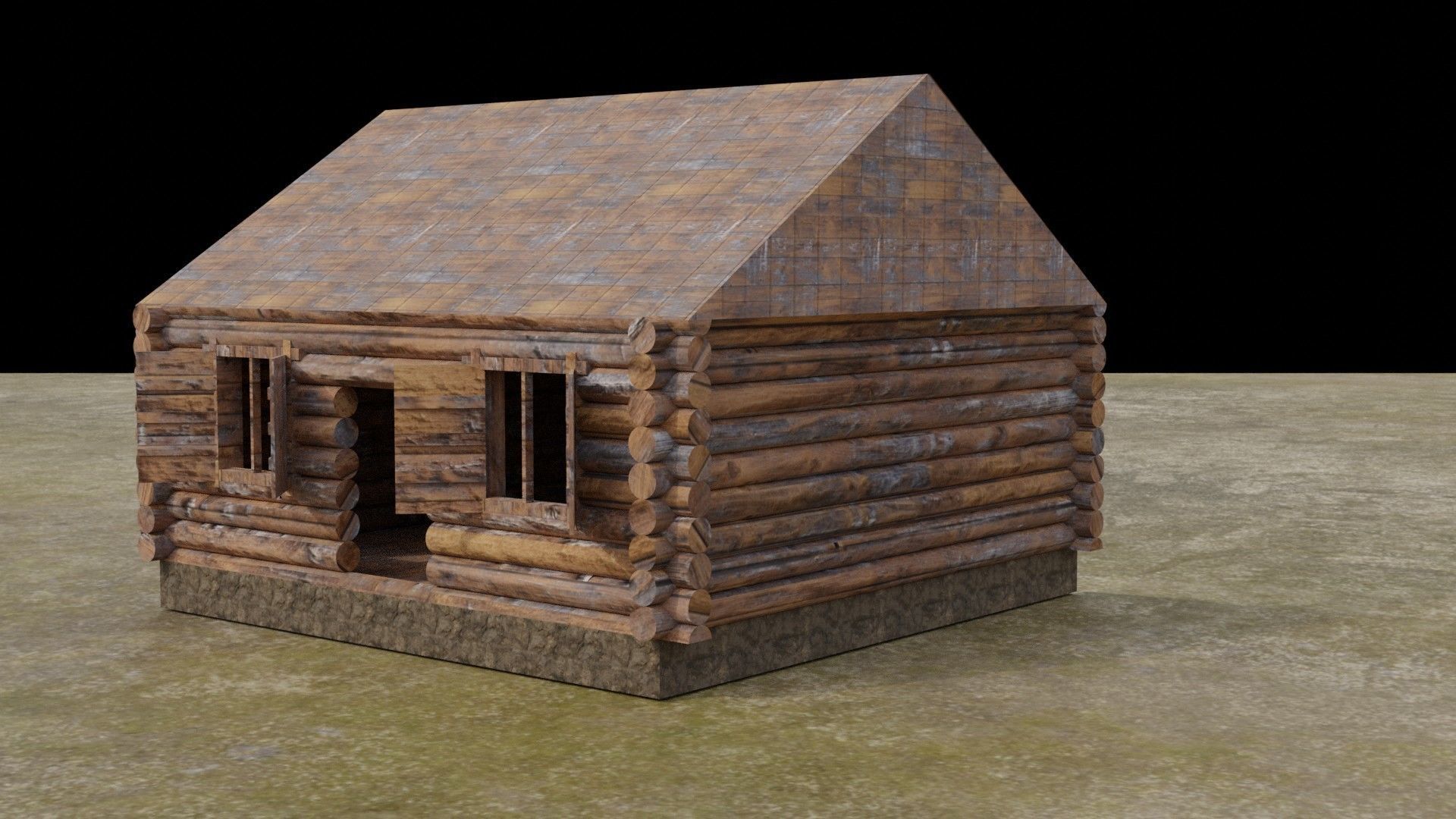 medieval wood house 3D model_1