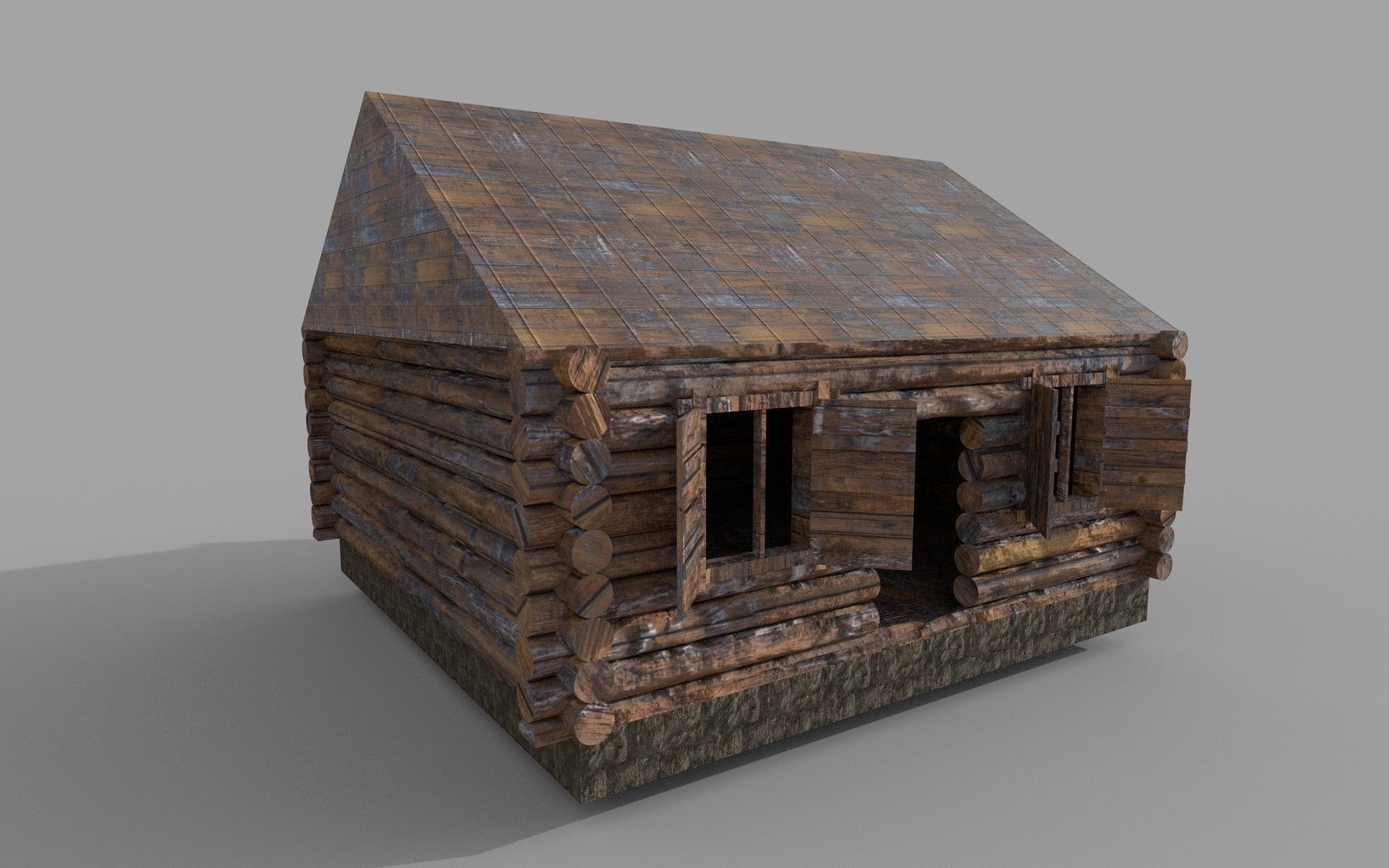 medieval wood house 3D model_2